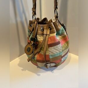 Fossil Patchwork Bucket Bag